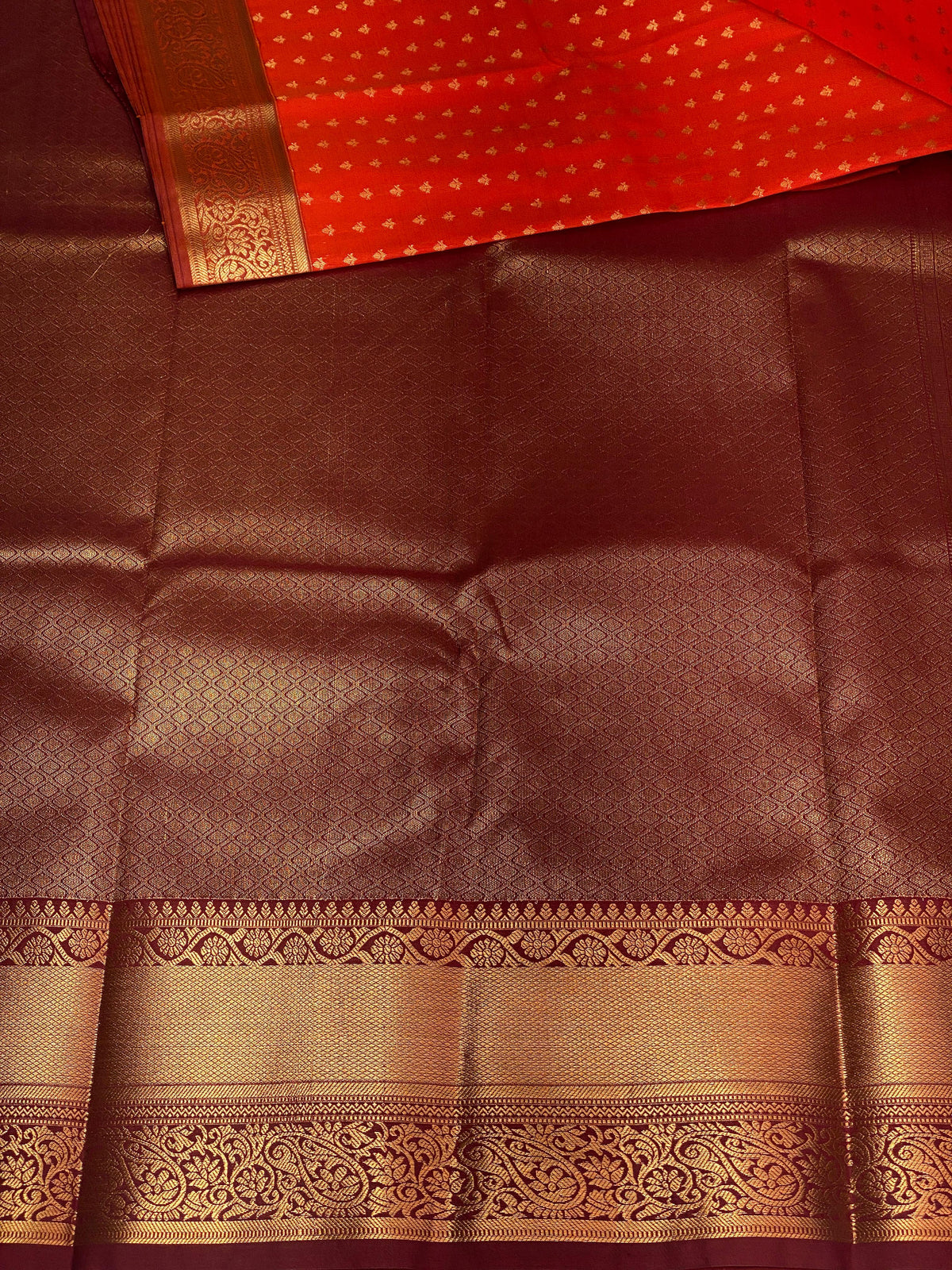 Orange and Brown silk saree- SS1066