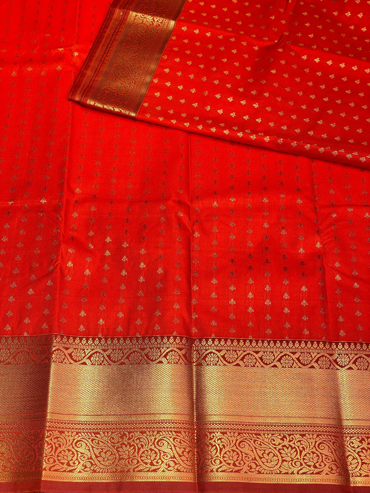 Orange and Brown silk saree- SS1066