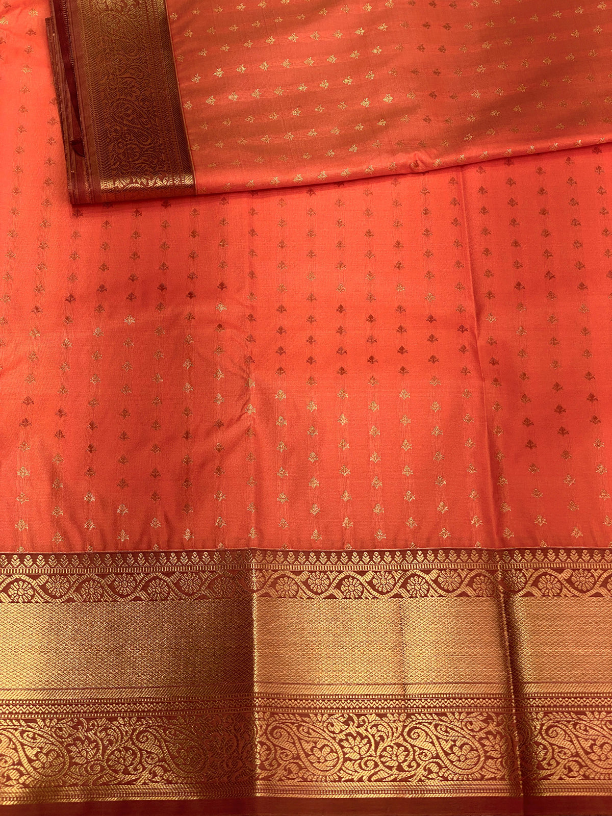 Light Orange and Brown silk saree- SS1059