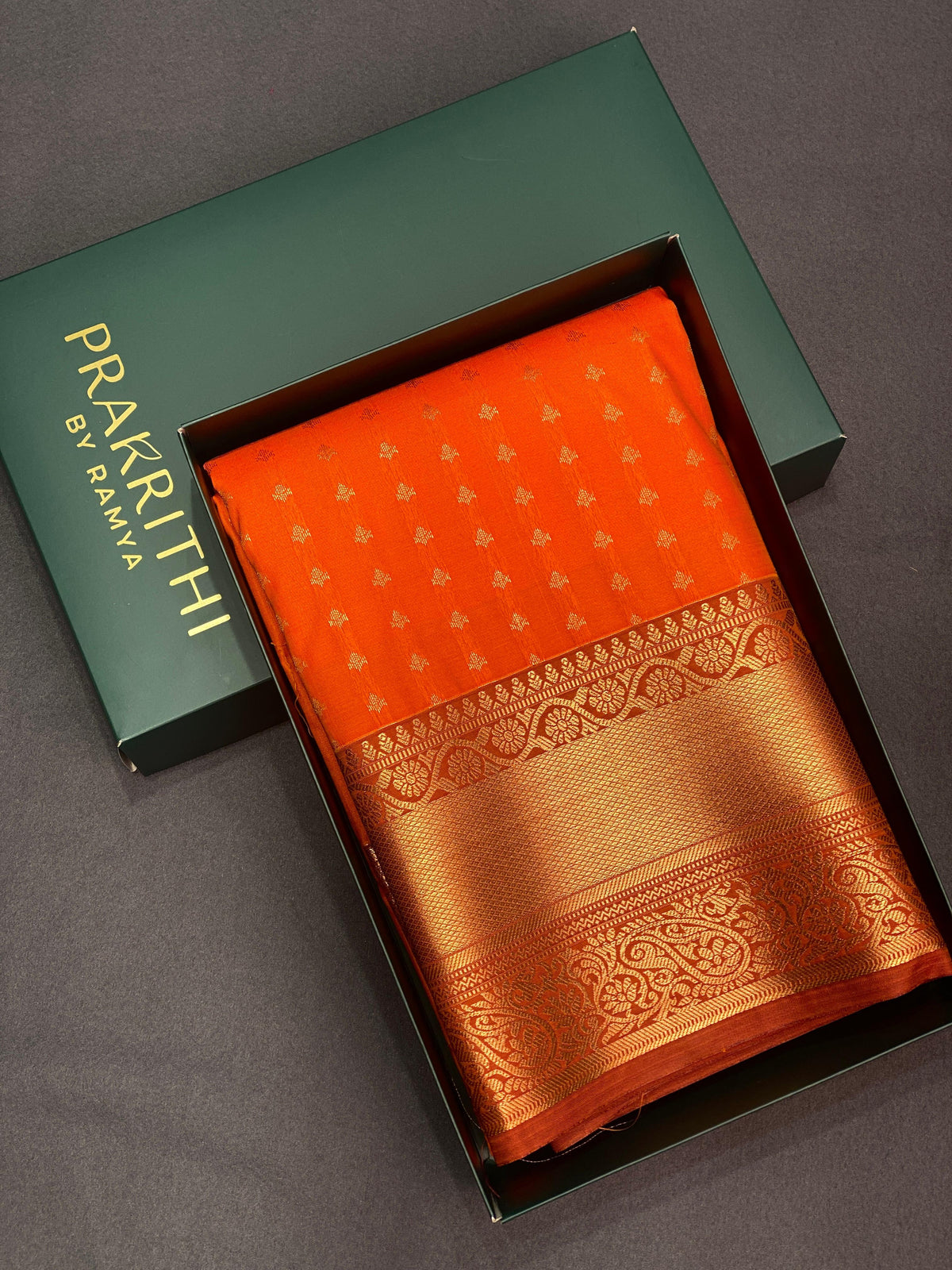 Orange and Brown silk saree- SS1018