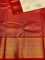 sandal and red silk saree- SS1SR