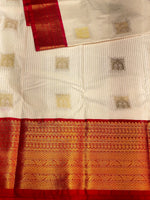 sandal and red silk saree- SS1SR