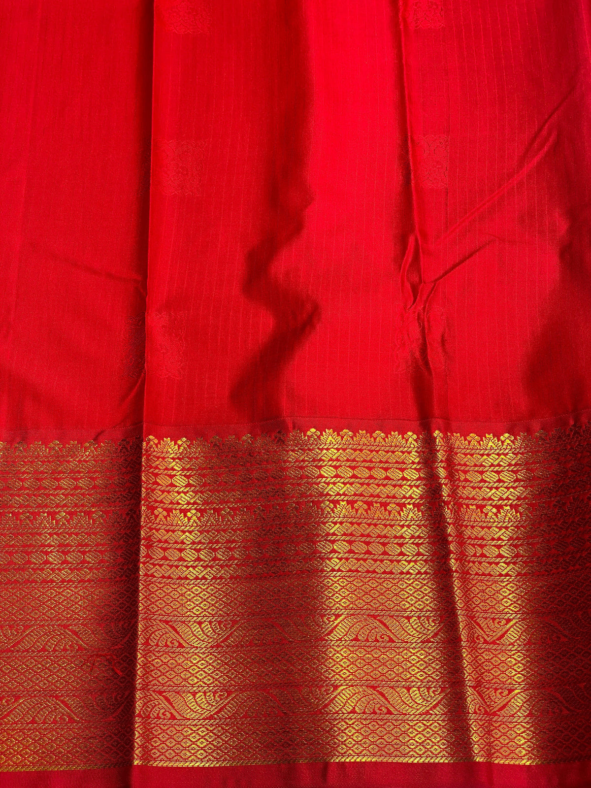 sandal and red silk saree- SS1SR