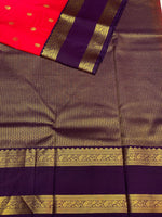 Red and Violet silk saree- PSSOM04