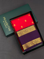 Red and Violet silk saree- PSSOM04