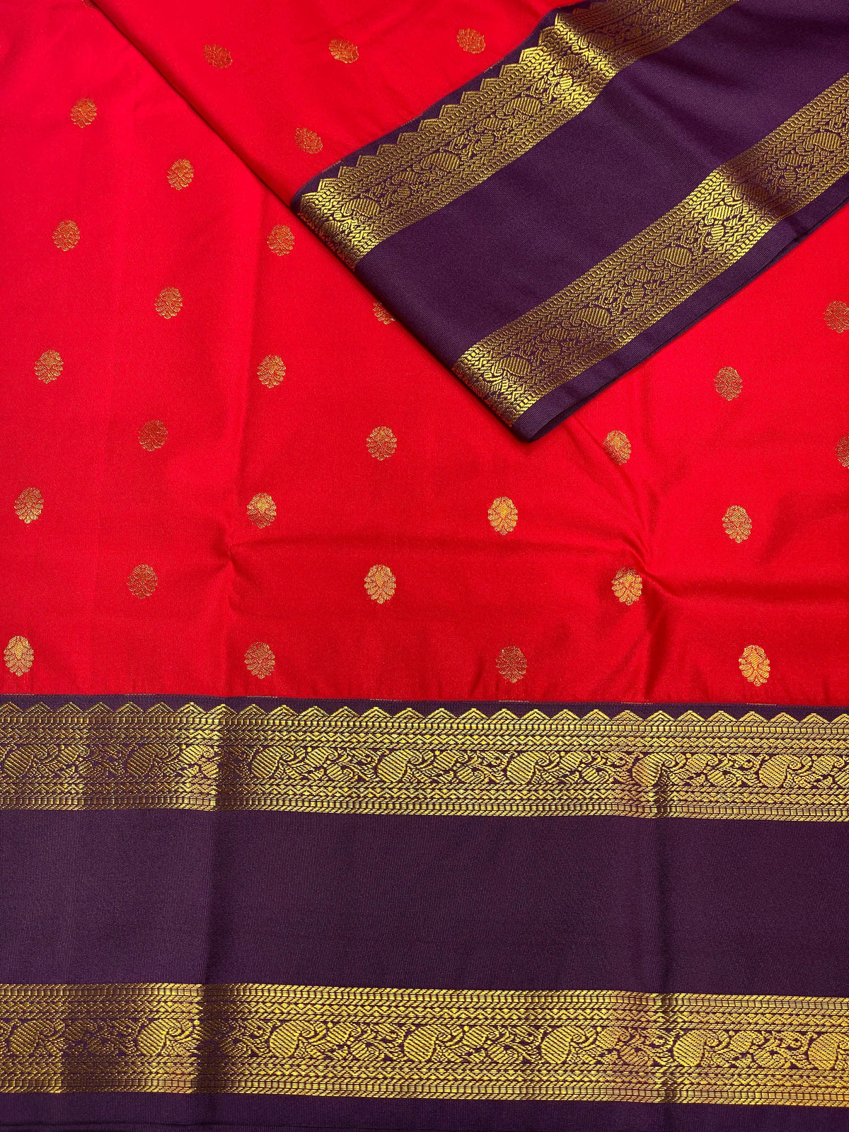 Red and Violet silk saree- PSSOM04