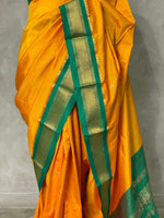 Yellow and Green traditional kanchi saree - PSSYG