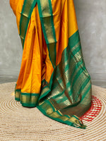 Yellow and Green traditional kanchi saree - PSSYG