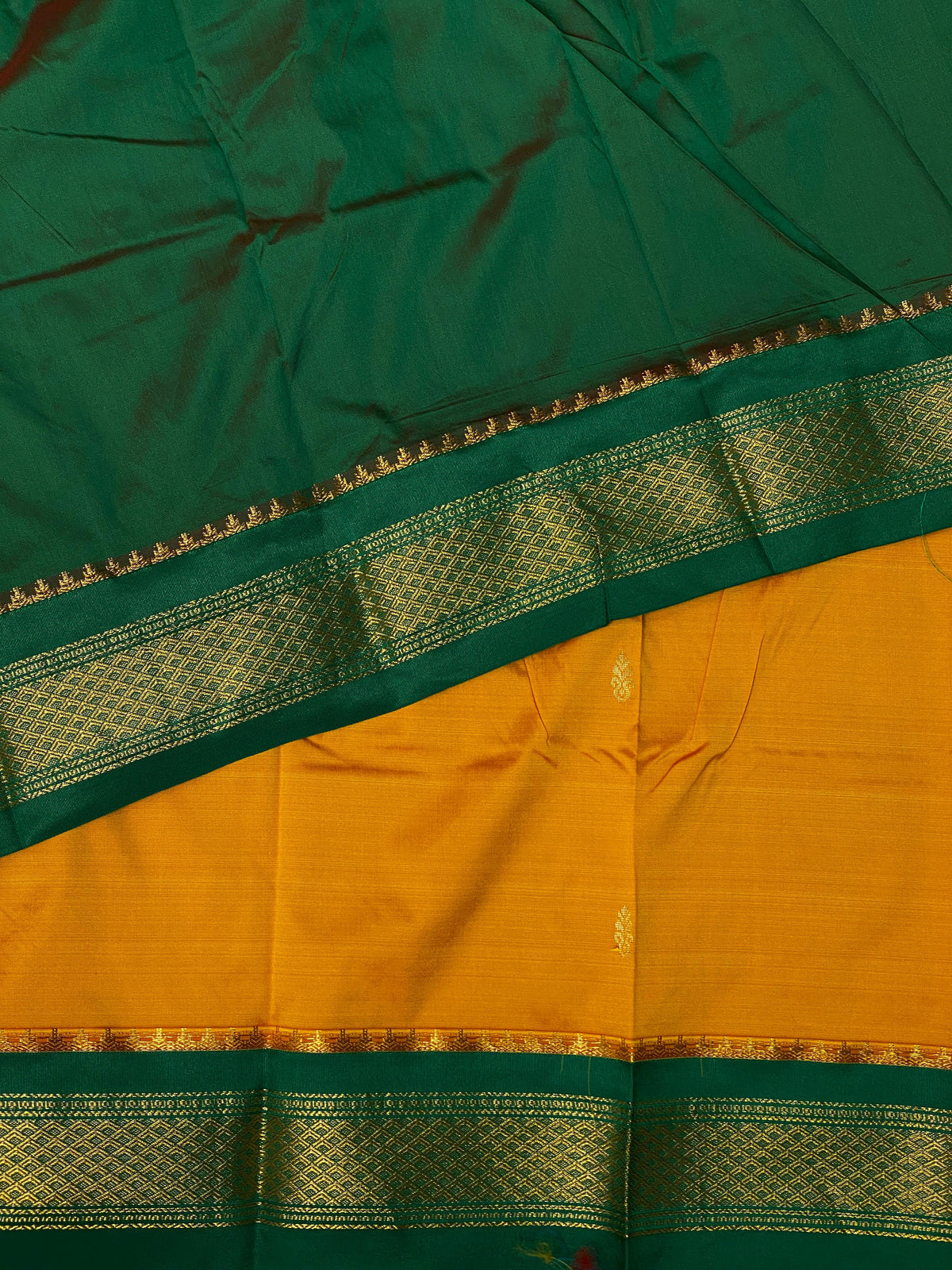 Yellow and Green traditional kanchi saree - PSSYG