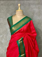 Red and Green traditional kanchi saree - PSSRG