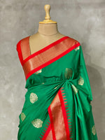 Green and red traditional kanchi saree - PSSGR