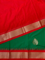 Green and red traditional kanchi saree - PSSGR