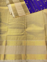 Blue and off-white silk saree- PRG15