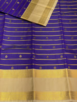 Blue and off-white silk saree- PRG15
