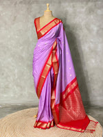 lilac and red traditional kanchi saree - PSSLILAC