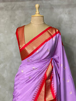 lilac and red traditional kanchi saree - PSSLILAC