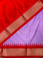 lilac and red traditional kanchi saree - PSSLILAC