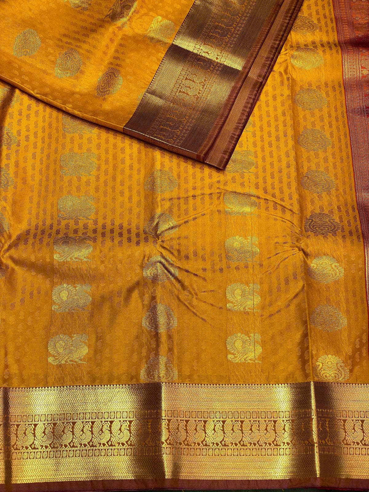 yellow and magenta silk saree- PSP1