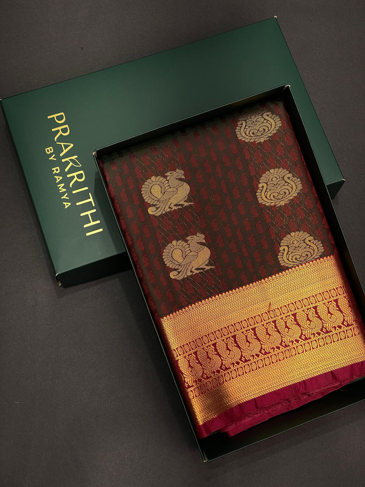 deep green and magenta silk saree- PSP4