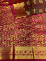deep green and magenta silk saree- PSP4