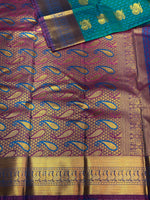 Ocean geen and violet silk saree- PSP5