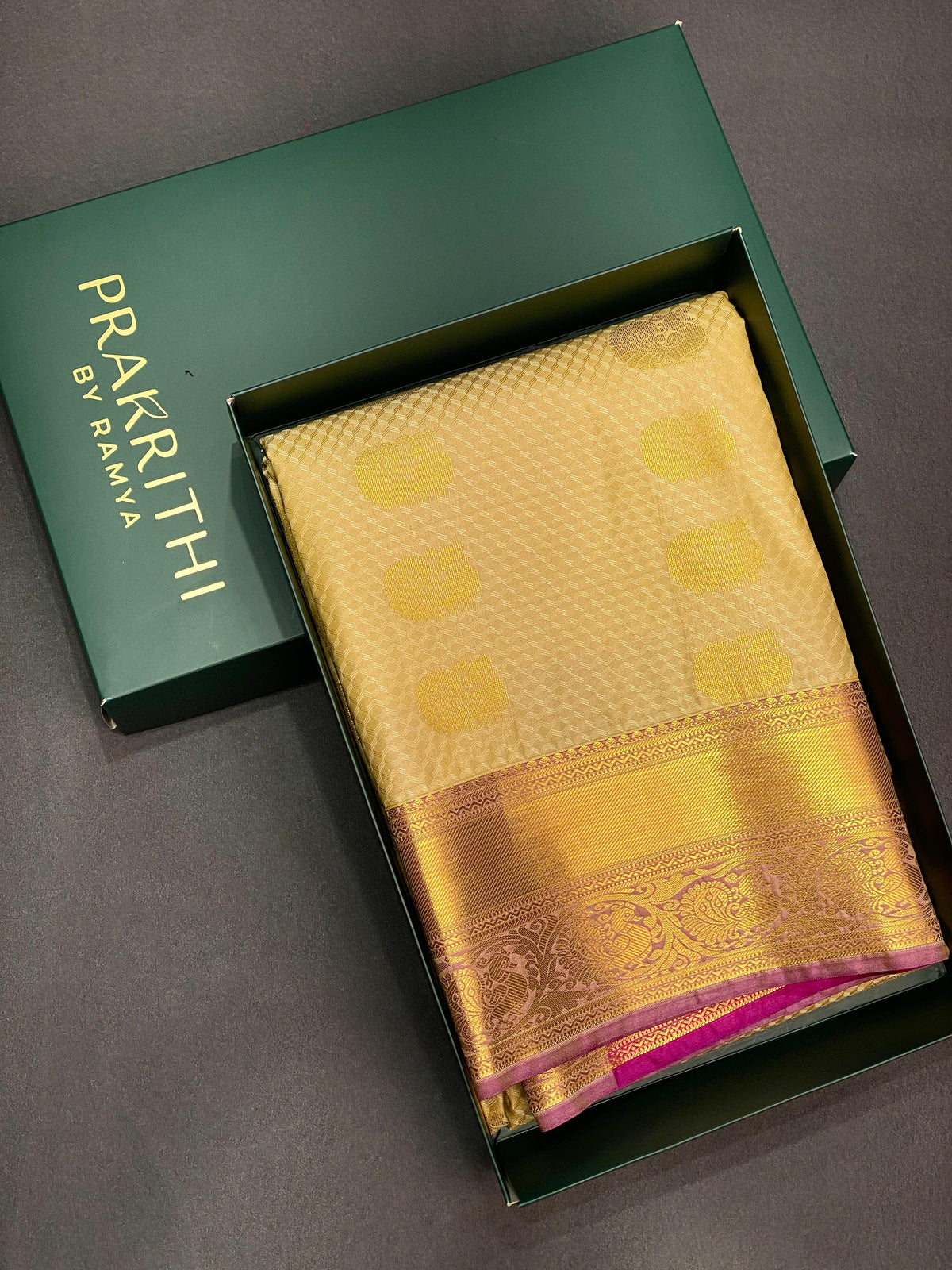 off white and magenta silk saree- PSP7