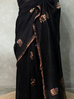 Pure Matka silk (jute silk) in Black shade - PSMATKA2