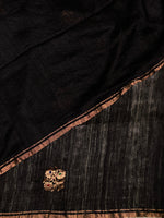Pure Matka silk (jute silk) in Black shade - PSMATKA2
