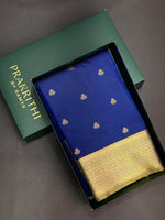 Blue and golden yellow silk saree- PSPP3