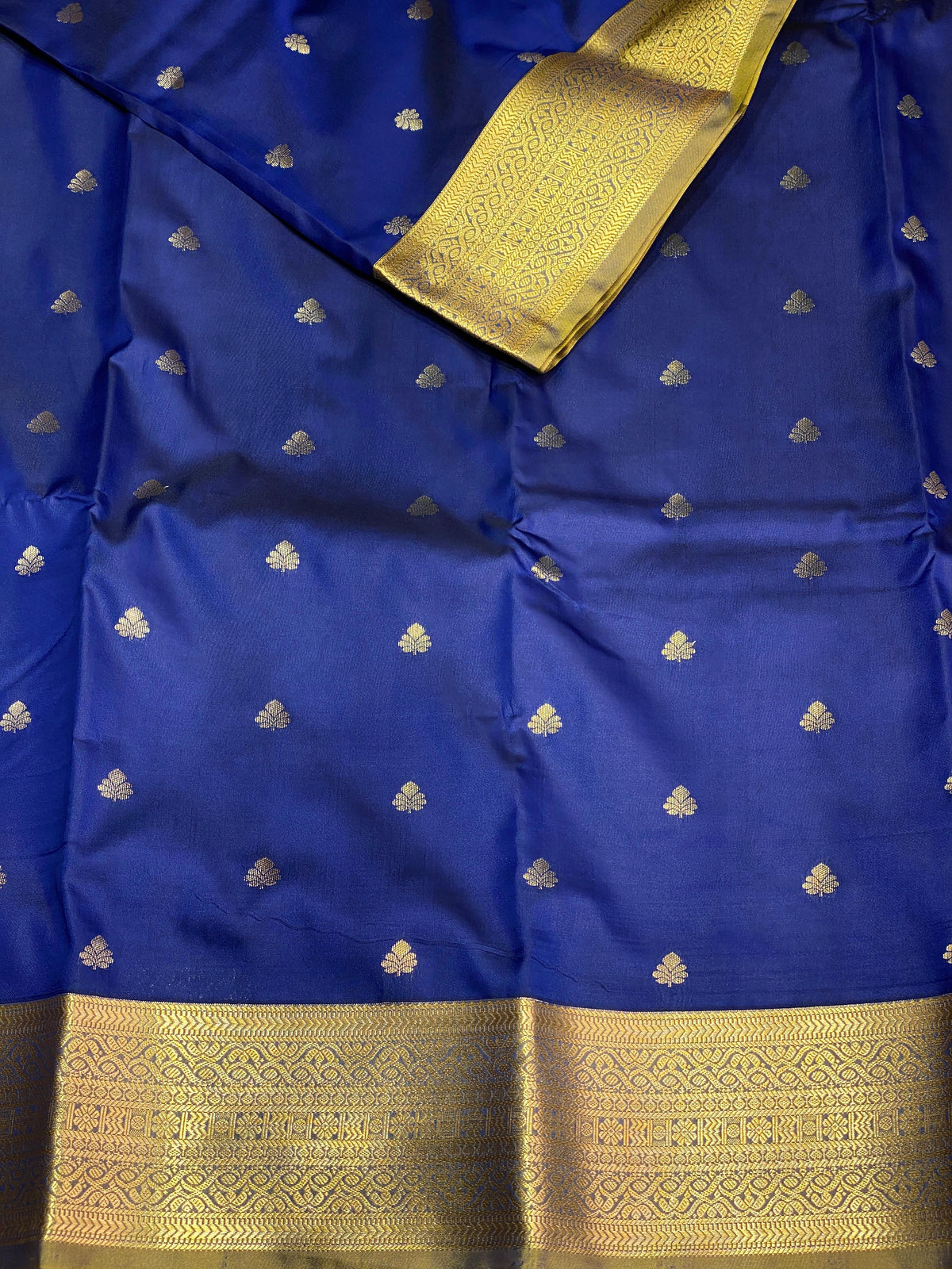 Blue and golden yellow silk saree- PSPP3