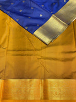 Blue and golden yellow silk saree- PSPP3