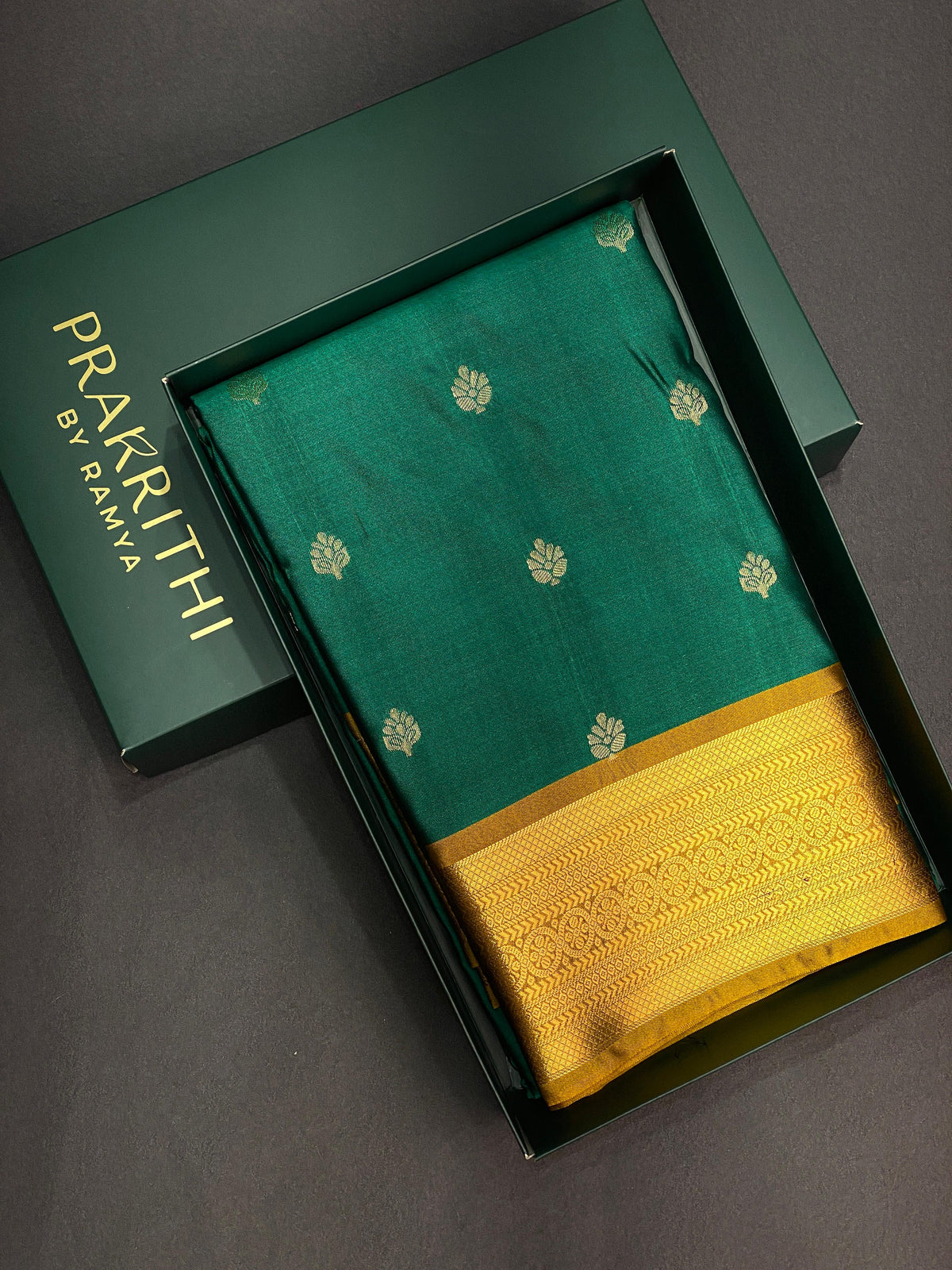 Green and golden yellow silk saree- PSPP4