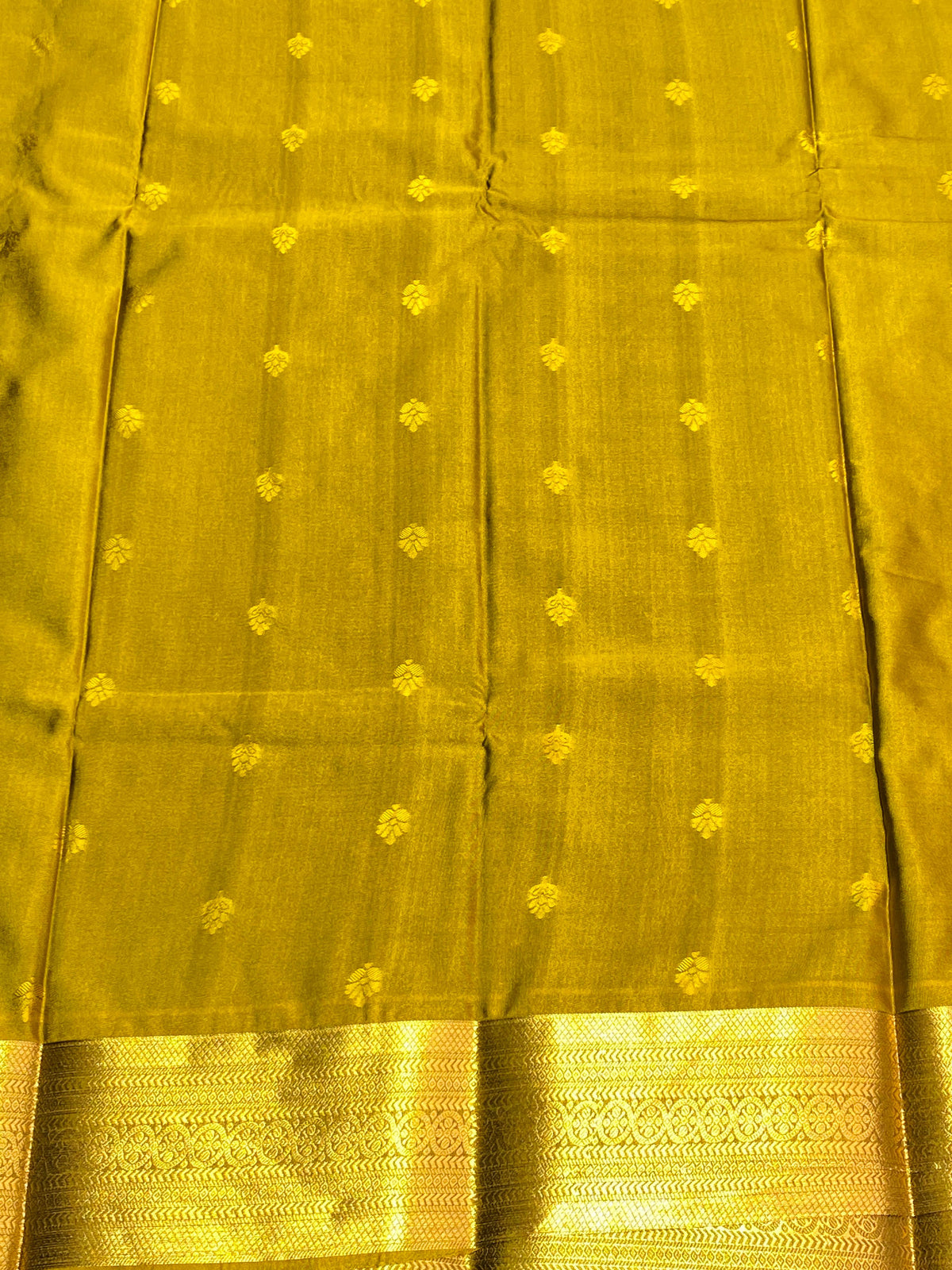 Green and golden yellow silk saree- PSPP4
