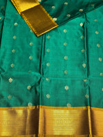 Green and golden yellow silk saree- PSPP4