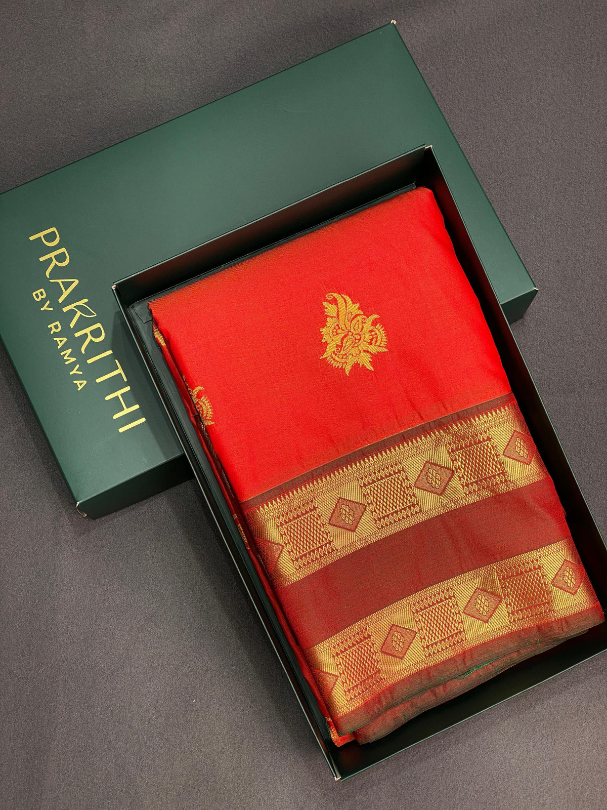 Orange and maroon silk saree- PSSC7a
