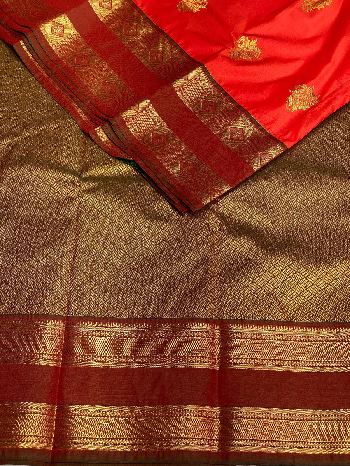 Orange and maroon silk saree- PSSC7a