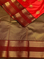 Orange and maroon silk saree- PSSC7a