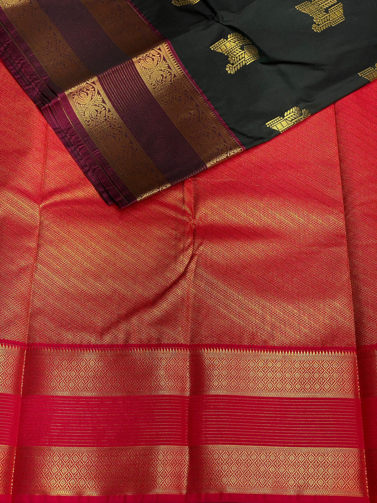 blackish green silk saree- PSSC7B