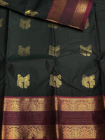 blackish green silk saree- PSSC7B