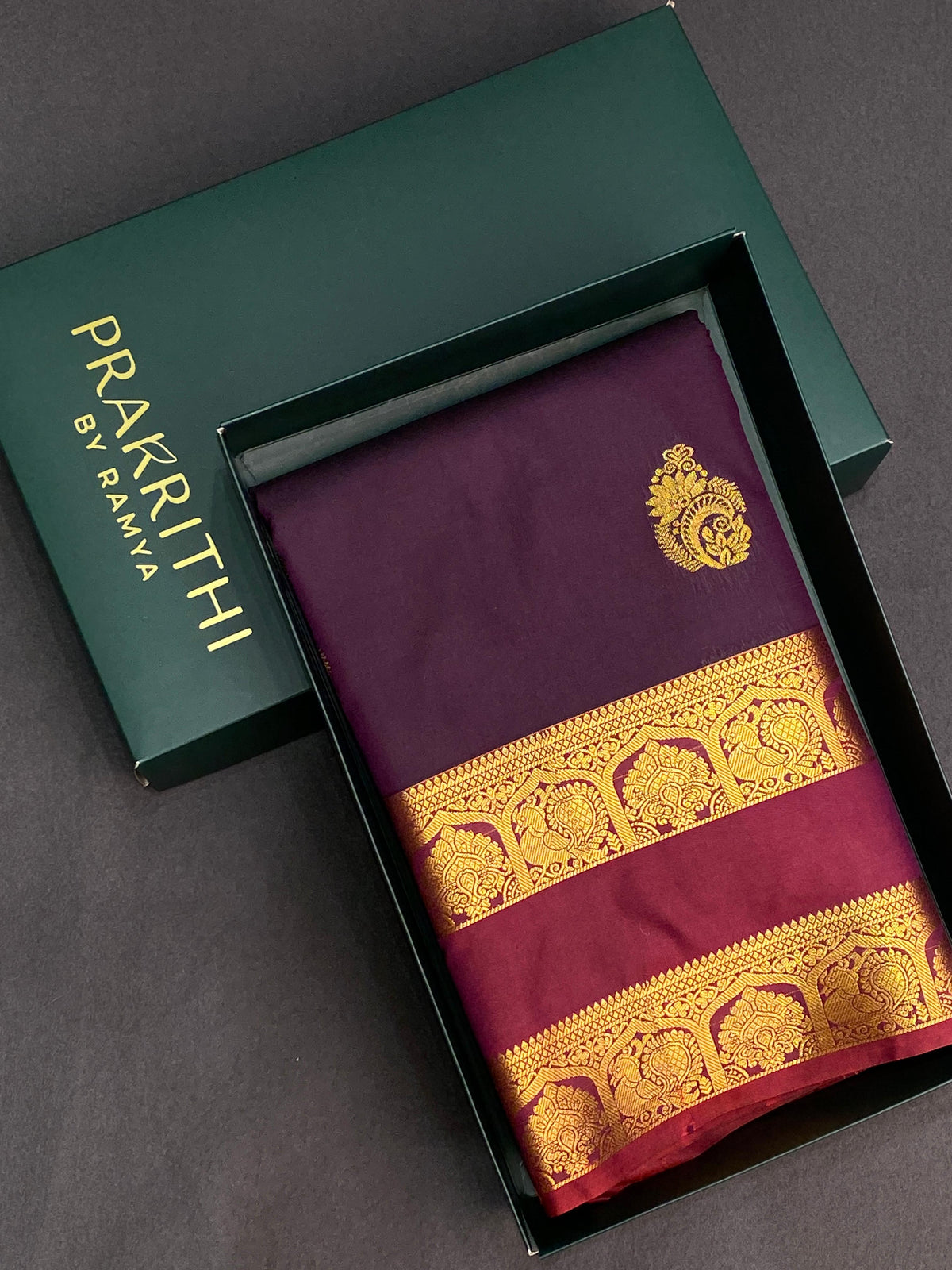 Dark wine and red silk saree- PSSC7C