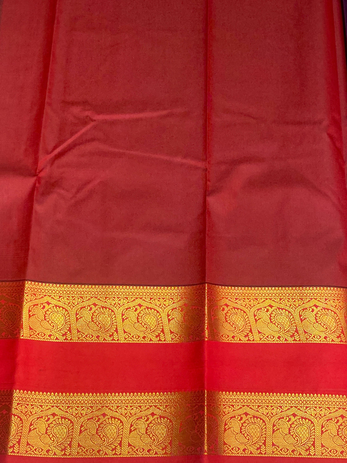 Dark wine and red silk saree- PSSC7C