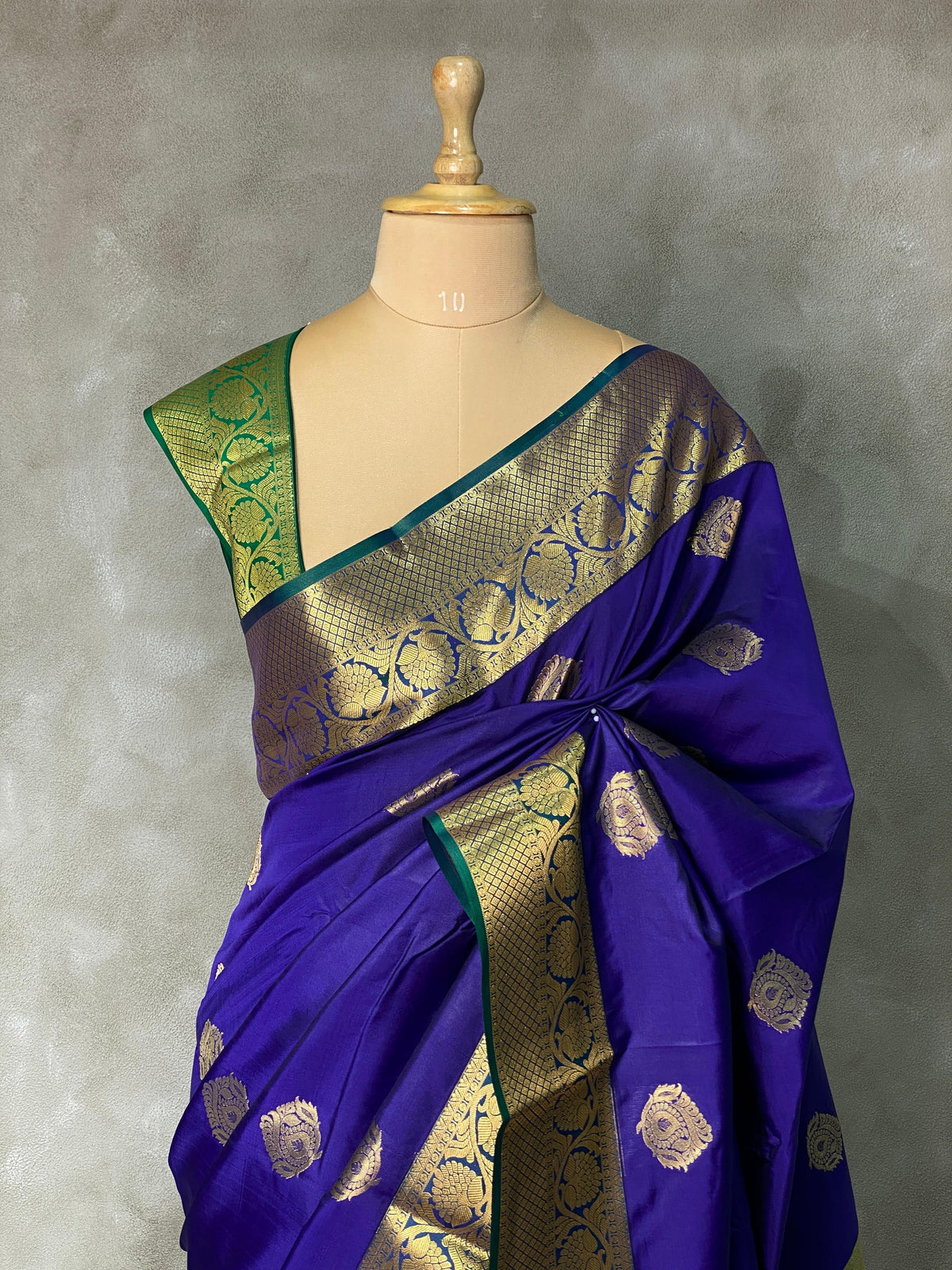 Blue and green silk saree- PSPP8
