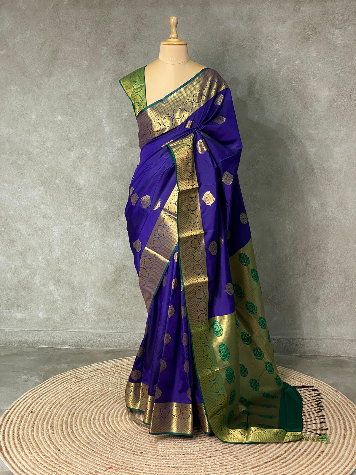 Blue and green silk saree- PSPP8