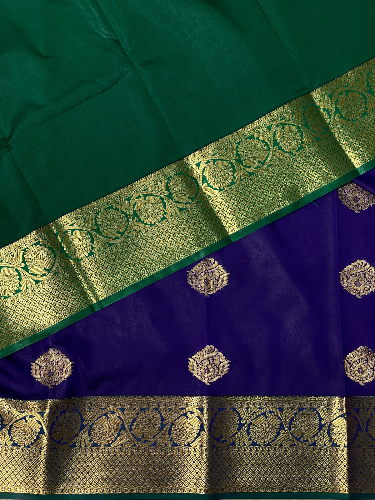 Blue and green silk saree- PSPP8