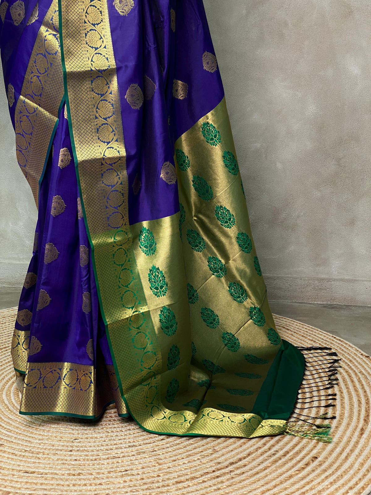 Blue and green silk saree- PSPP8
