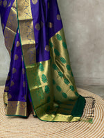 Blue and green silk saree- PSPP8
