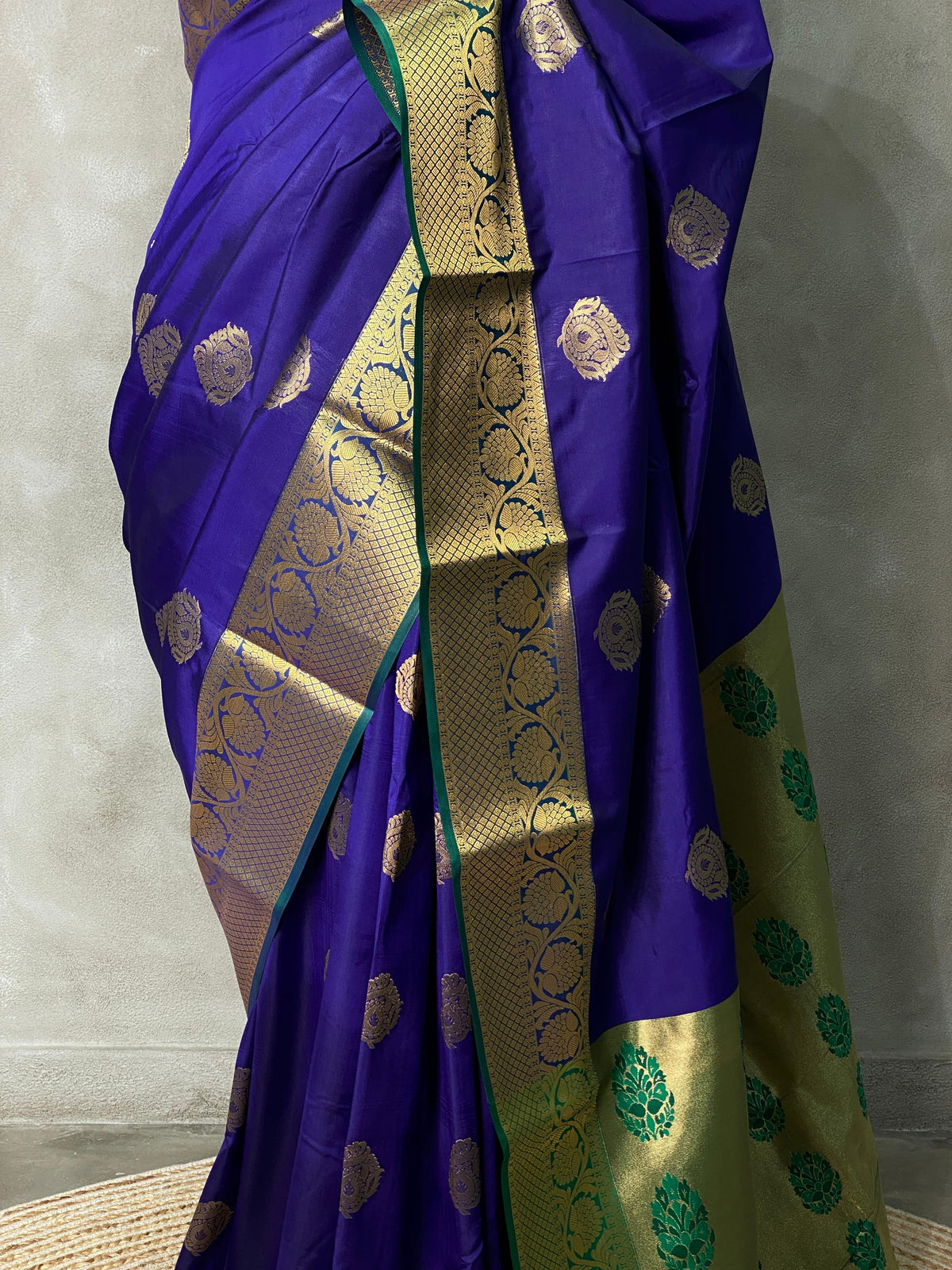 Blue and green silk saree- PSPP8