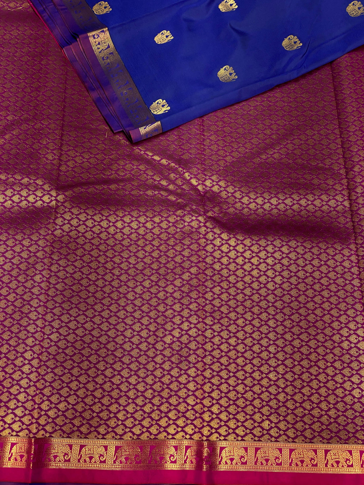 Royal blue and magenta soft silk saree - PSE2