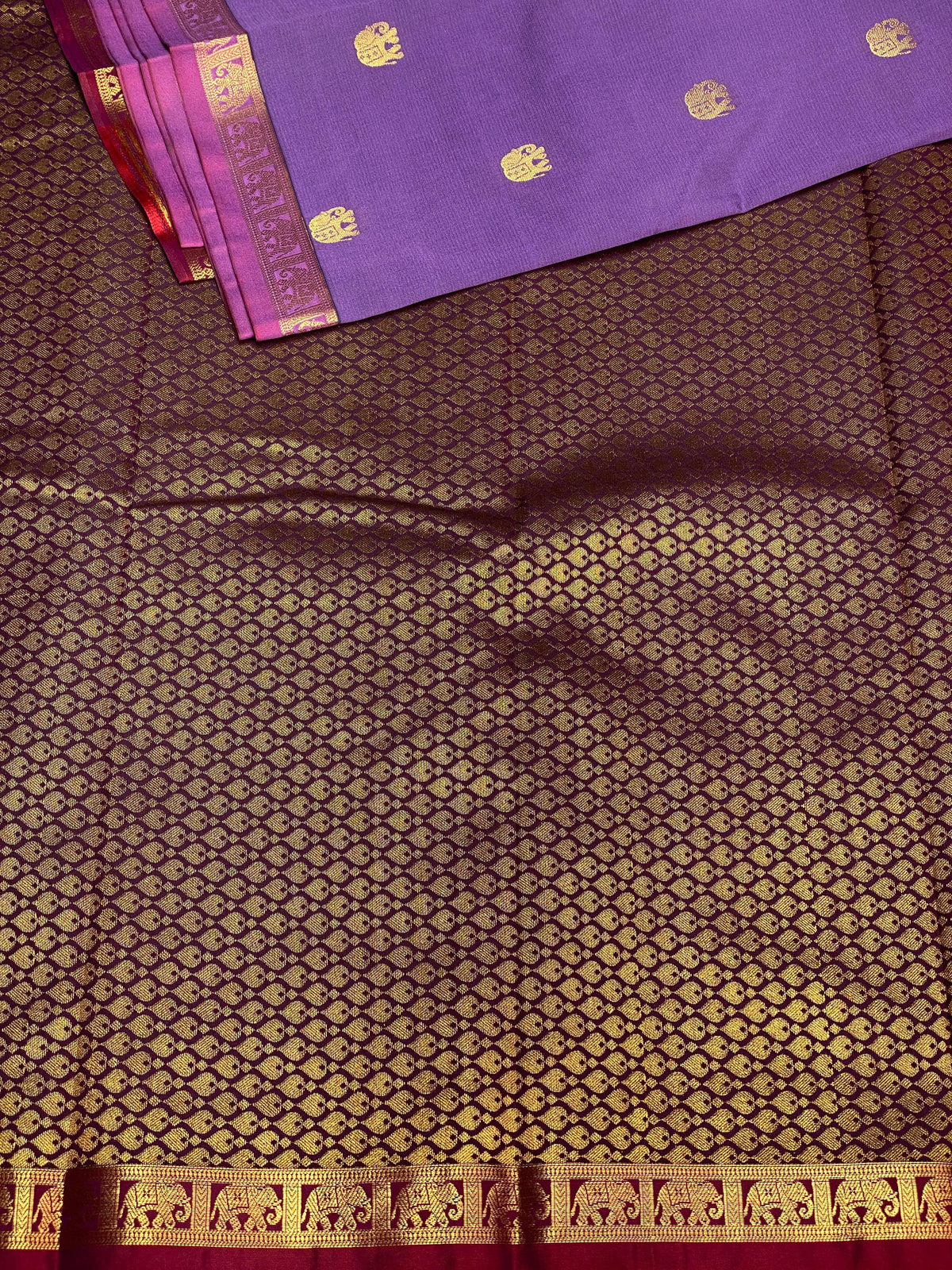 Lavender and maroon soft silk saree - PSE4
