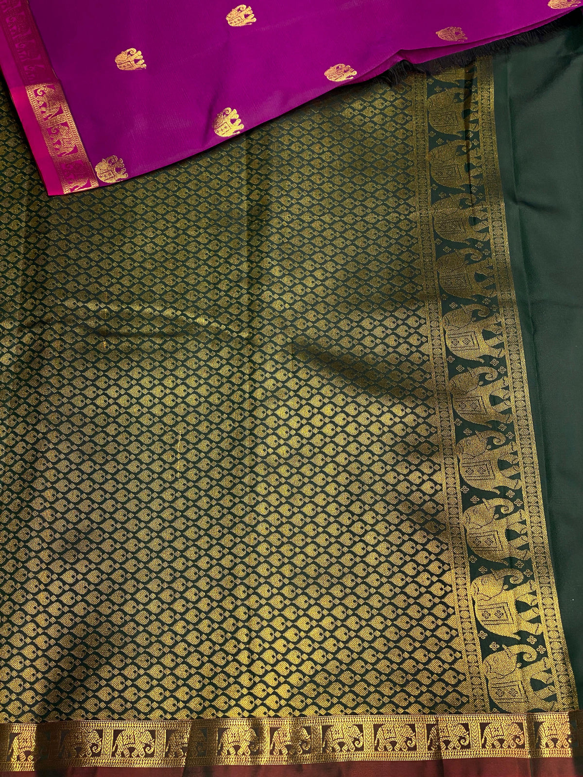 Vadamalli and green soft silk saree - PSE5